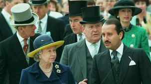Prince Fahd bin Salman with Queen Elizabeth II at the 1995 Derby