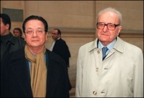Roger Garaudy with his lawyer Jacques Verges